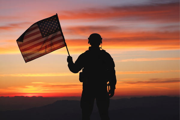 Veteran with Flag